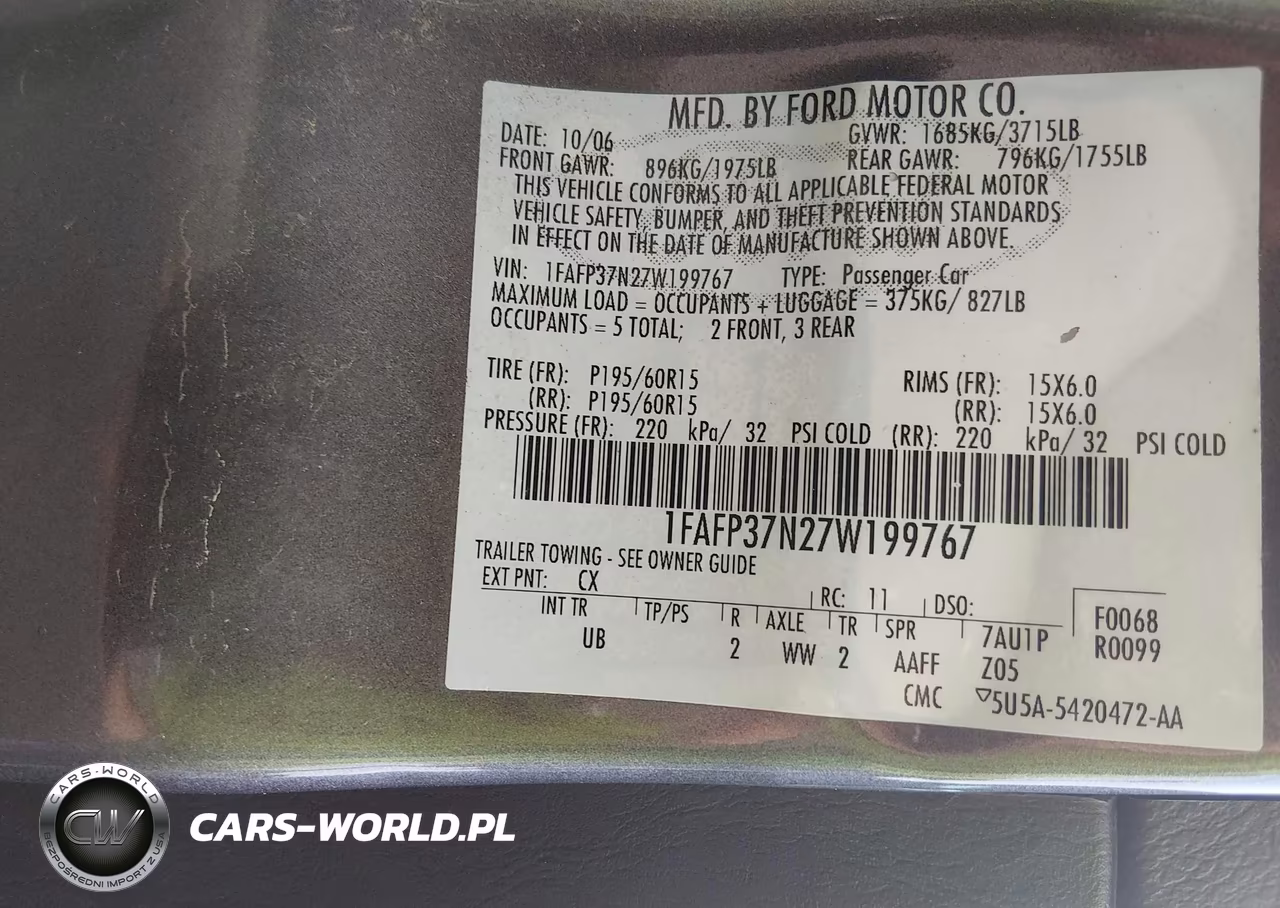 2007 Ford Focus S-Se-Ses VIN:1FAFP37N27W199767 - 9