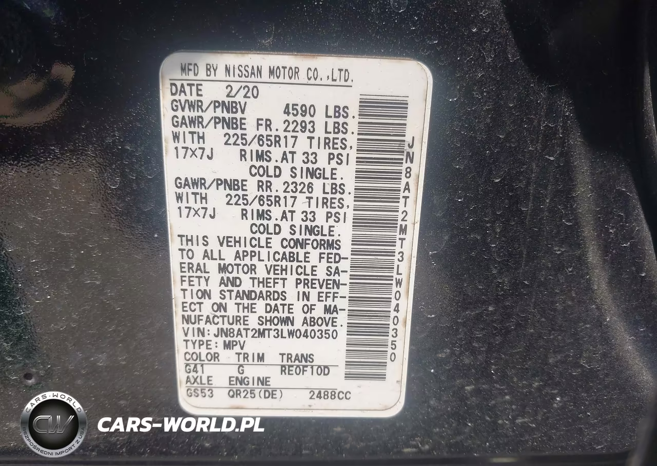 2020 Nissan Rogue Sv Fwd VIN:JN8AT2MT3LW040350 - 9
