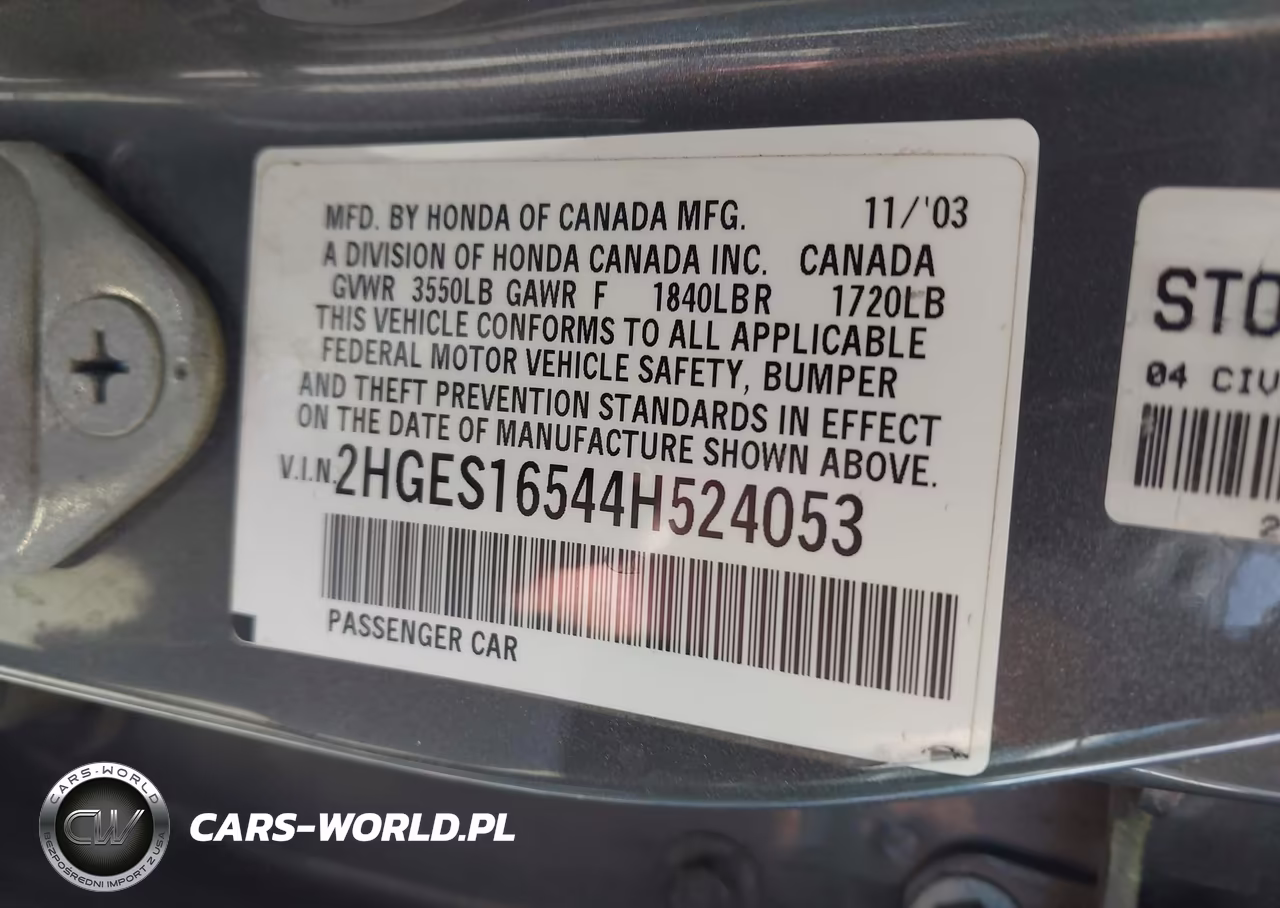 2004 Honda Civic Lx VIN:2HGES16544H524053 - 9
