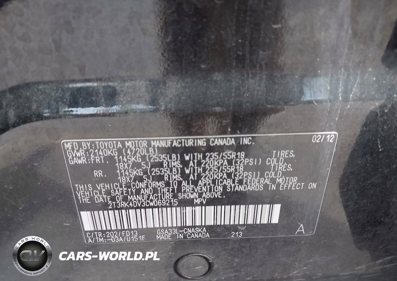 2012 Toyota Rav4 Sport V6 VIN:2T3RK4DV3CW069215 - 9