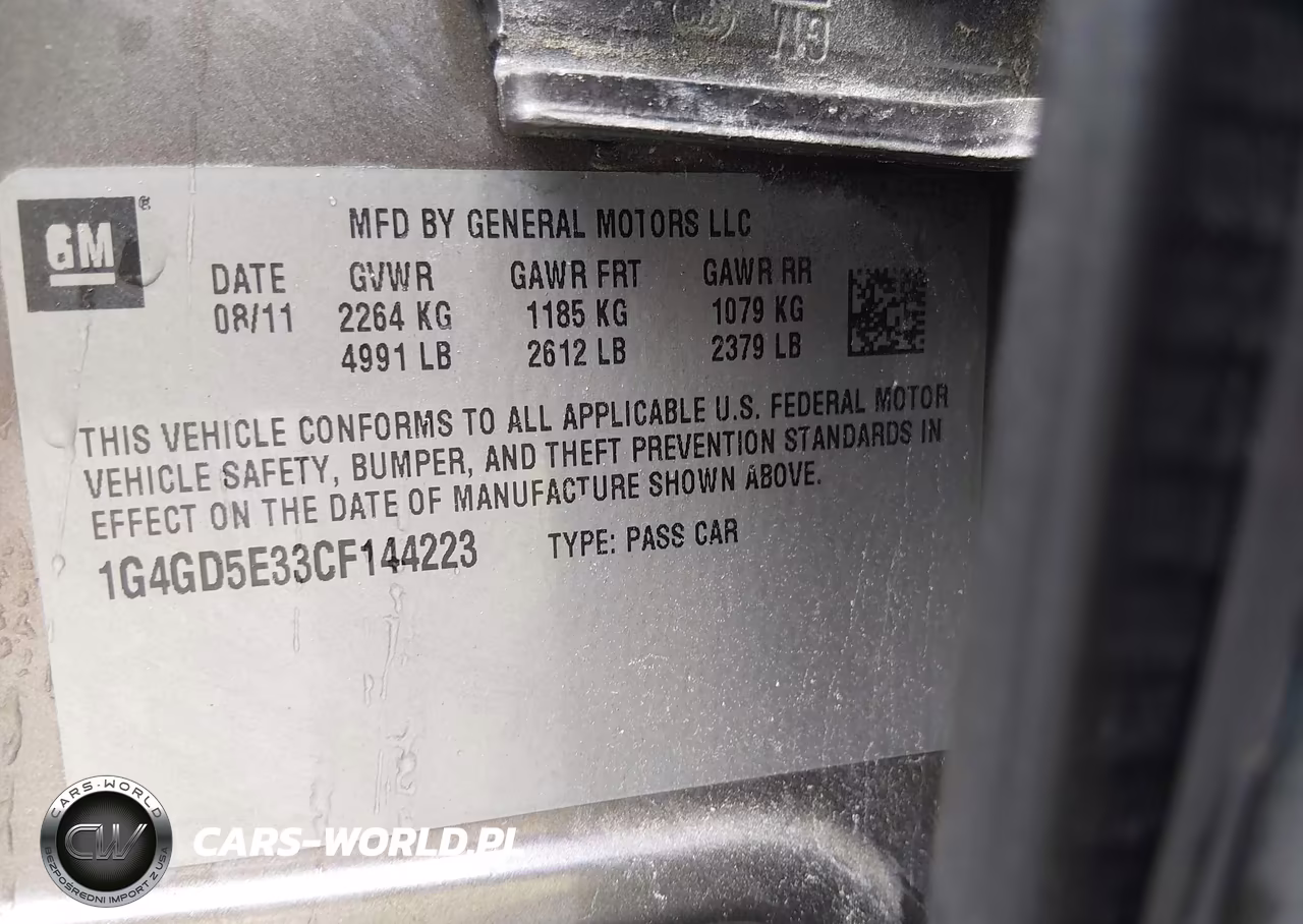 BUICK LACROSSE P VIN:1G4GD5E33CF144223 - 9