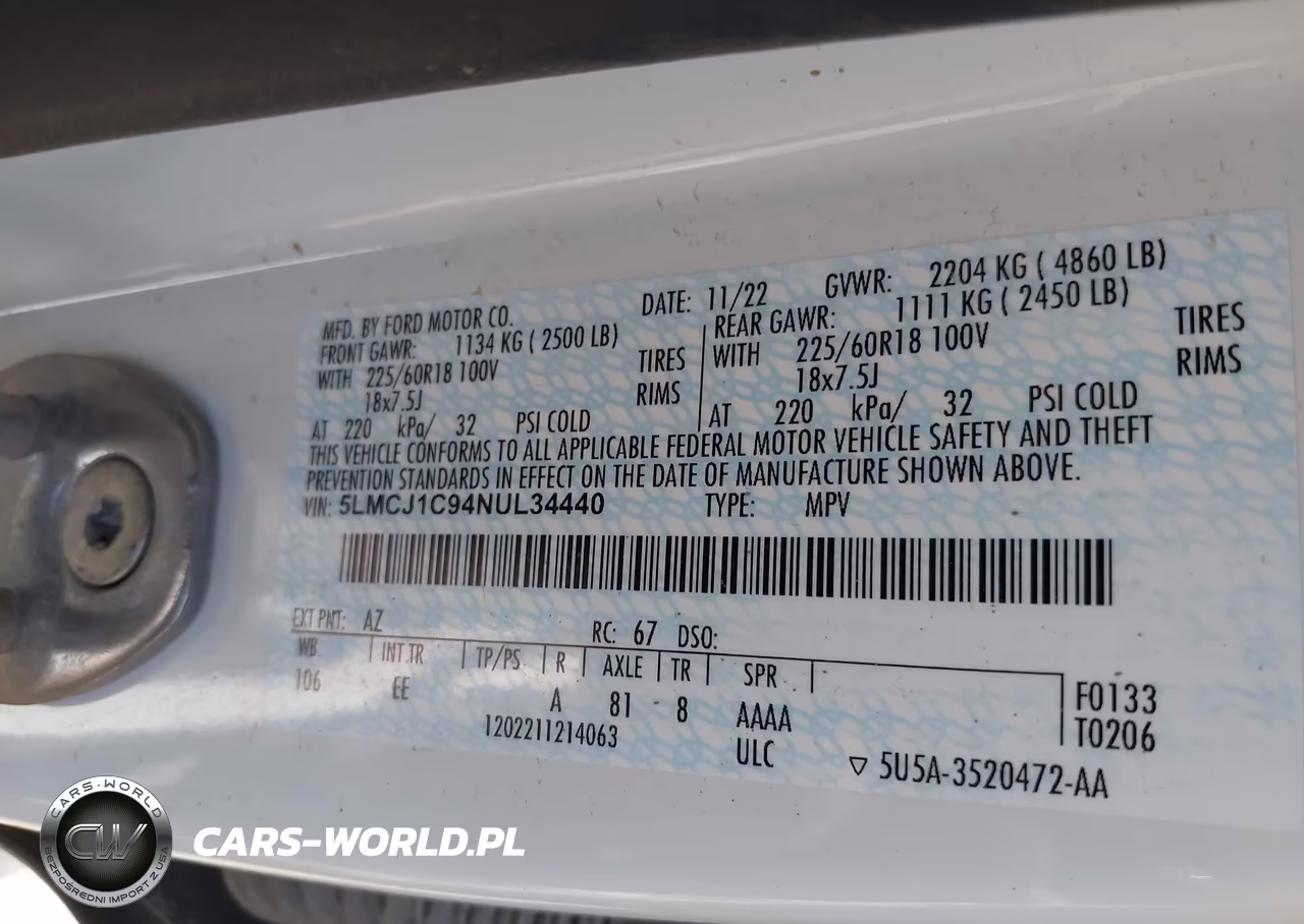 2022 Lincoln Corsair Standard VIN:5LMCJ1C94NUL34440 - 9