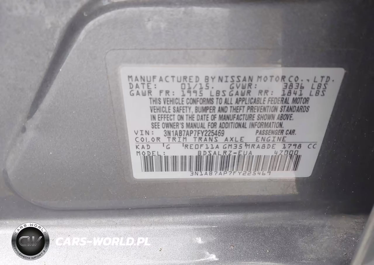2015 Nissan Sentra Sr VIN:3N1AB7AP7FY225469 - 9