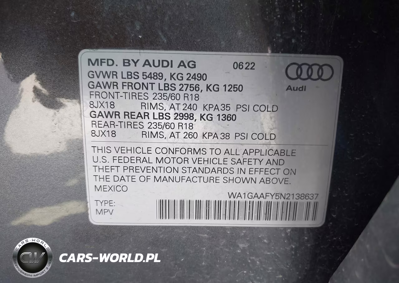 2022 Audi Q5 Premium 45 Tfsi S Line Quattro S Tronic VIN:WA1GAAFY5N2138637 - 9