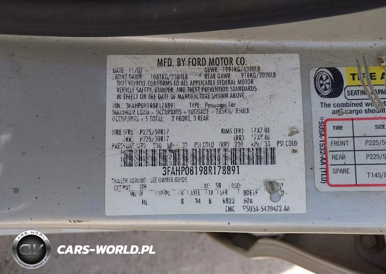 2008 Ford Fusion Sel VIN:3FAHP08198R178891 - 9