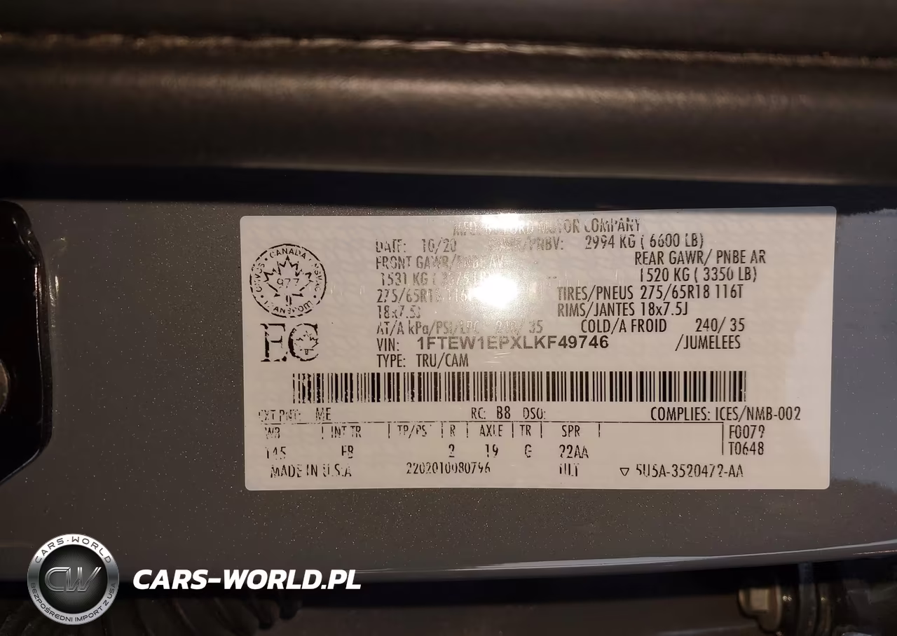 2020 Ford F-150 Lariat-Xl-Xlt VIN:1FTEW1EPXLKF49746 - 9