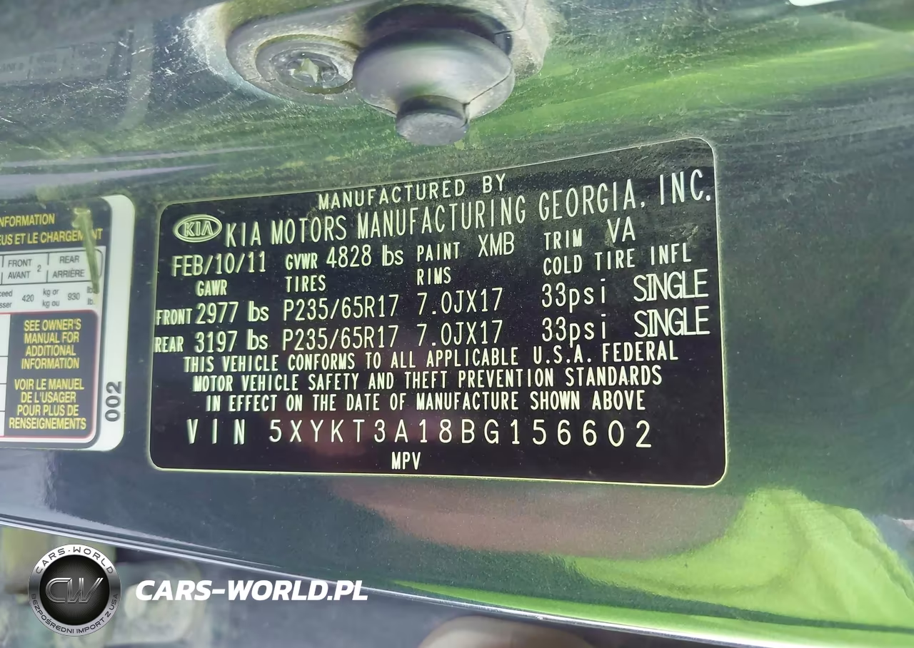 2011 Kia Sorento Lx VIN:5XYKT3A18BG156602 - 9