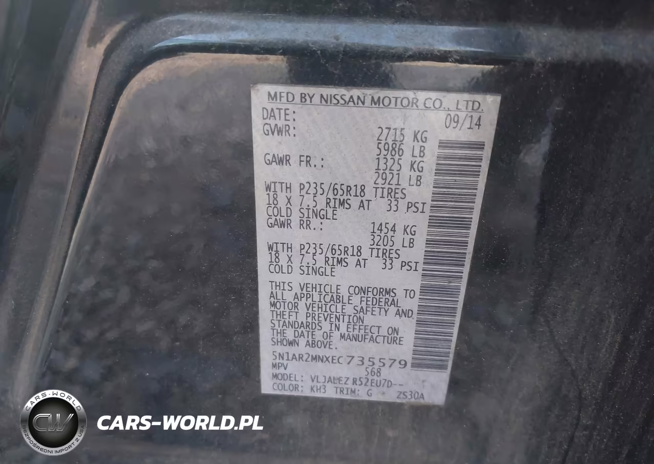 2014 Nissan Pathfinder Sv VIN:5N1AR2MNXEC735579 - 9