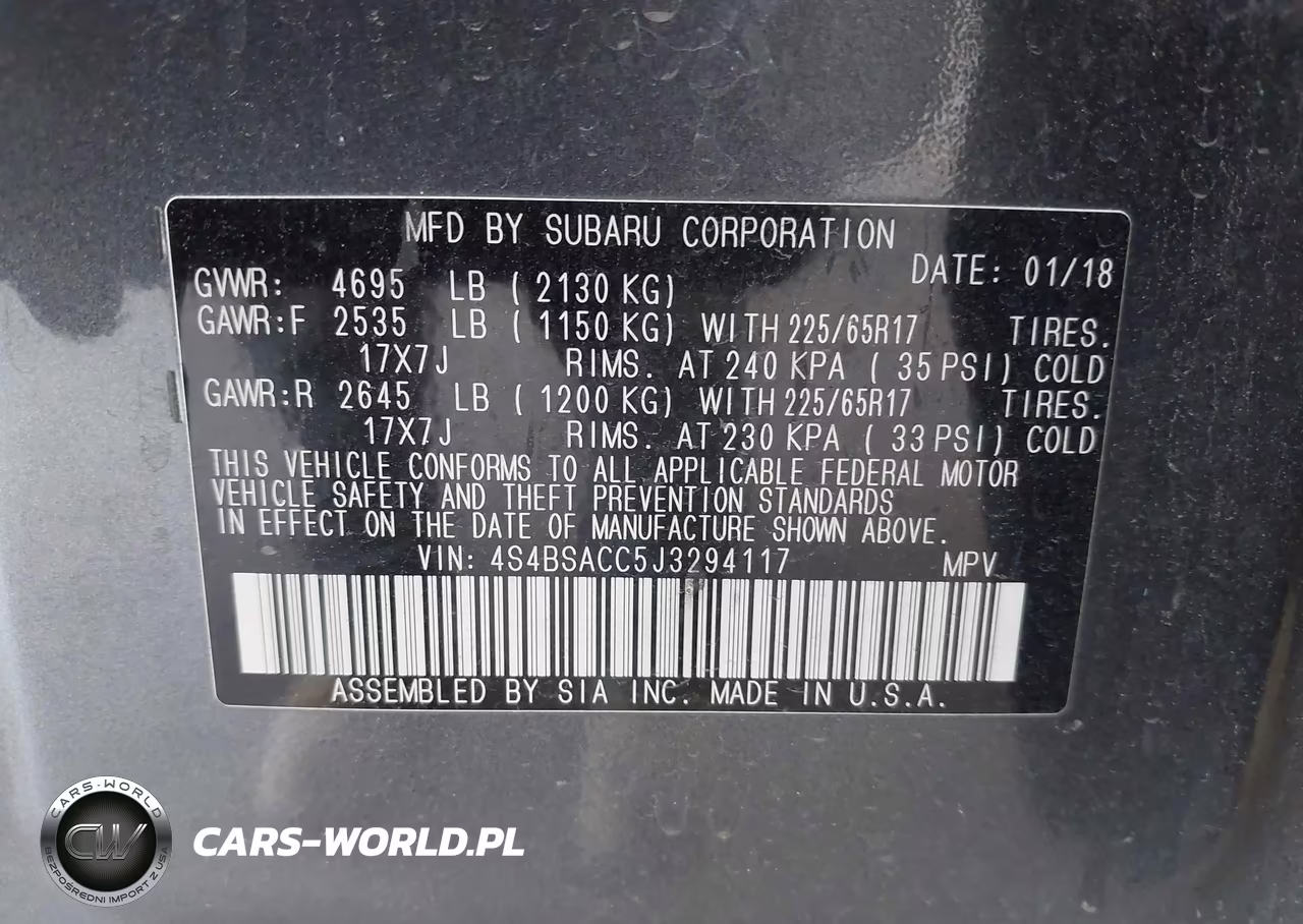 2018 Subaru Outback 2.5I Premium VIN:4S4BSACC5J3294117 - 9
