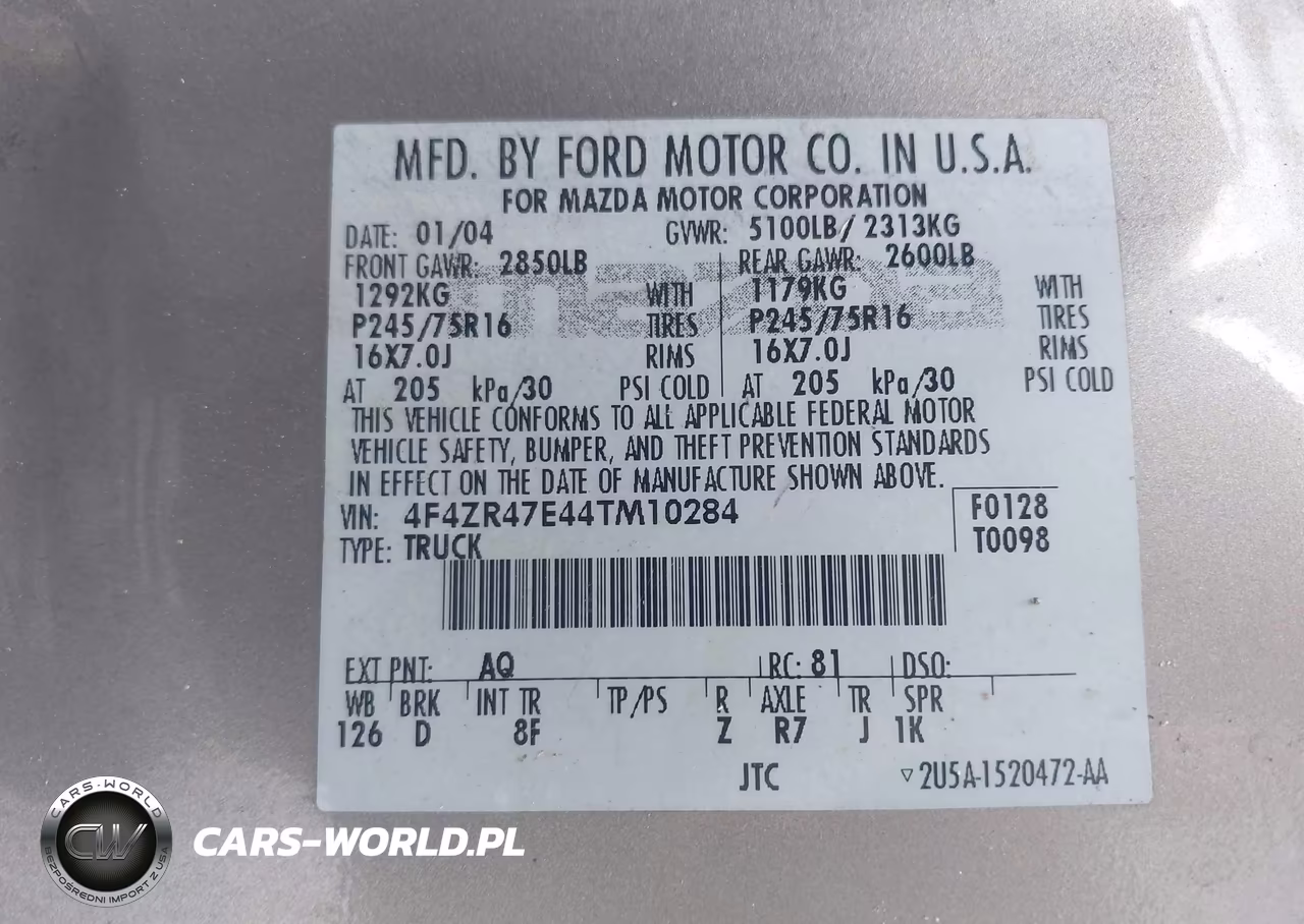 2004 Mazda B4000 Se VIN:4F4ZR47E44TM10284 - 9