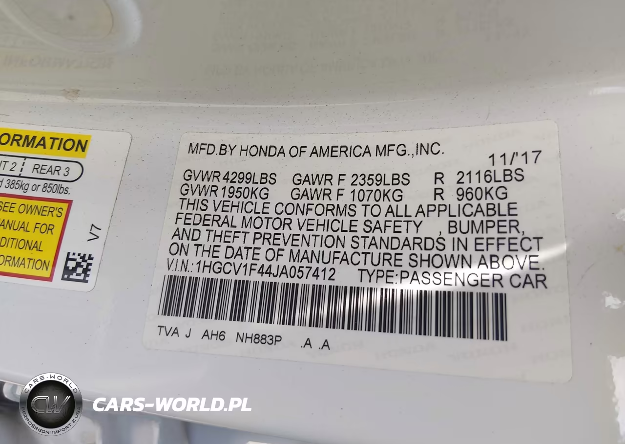 2018 Honda Accord Ex VIN:1HGCV1F44JA057412 - 9