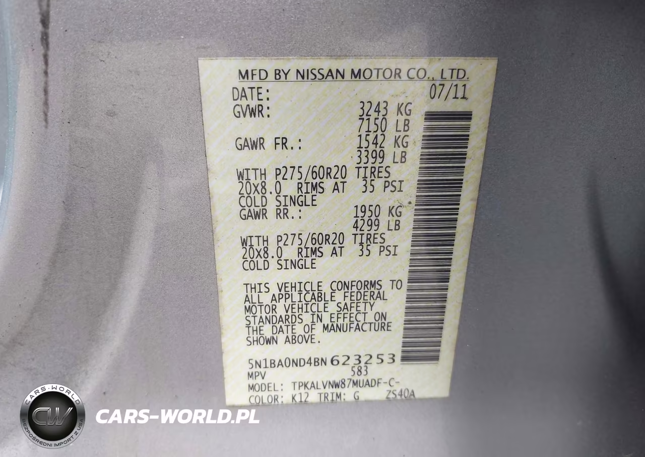 2011 Nissan Armada Sl VIN:5N1BA0ND4BN623253 - 9