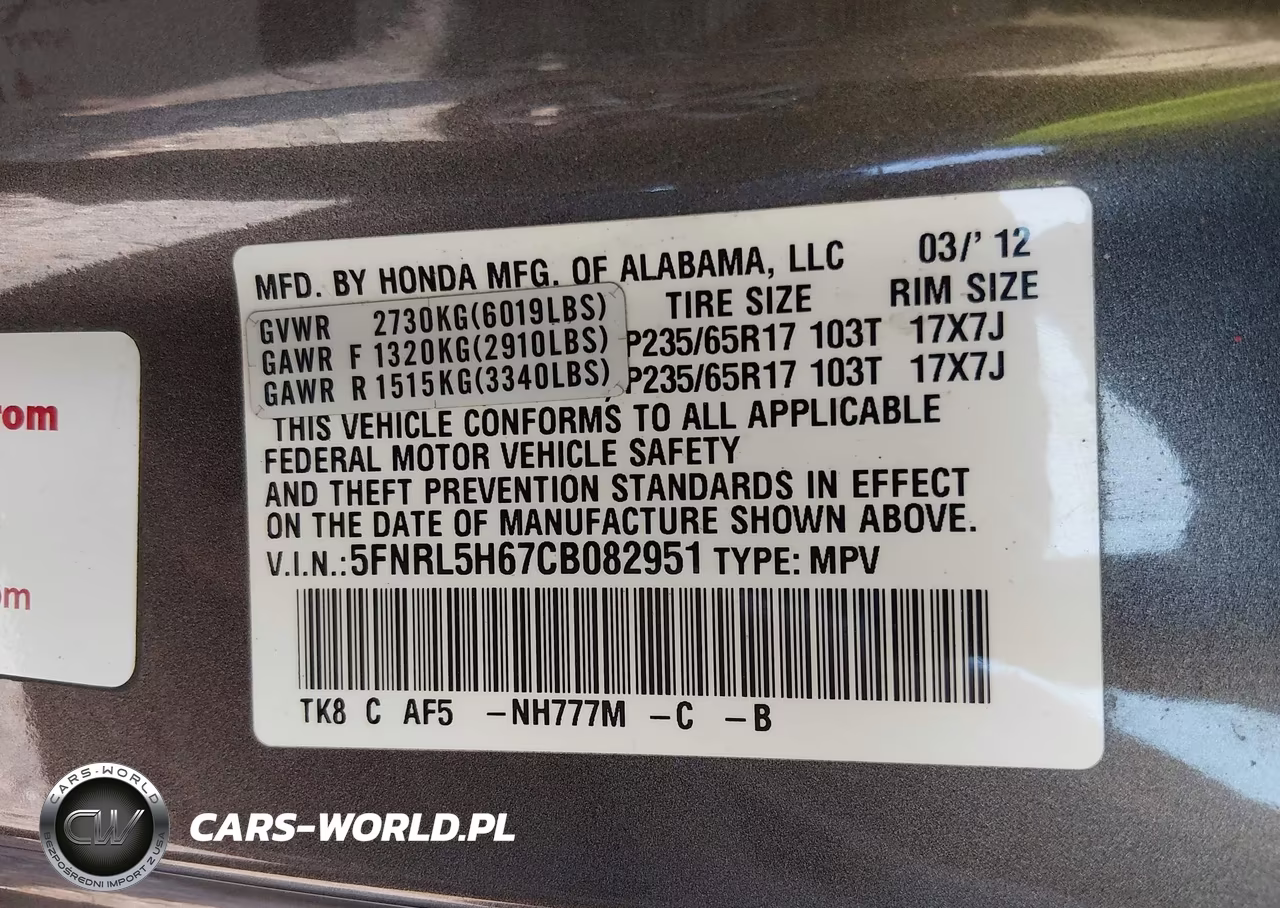 2012 Honda Odyssey Ex-L VIN:5FNRL5H67CB082951 - 9