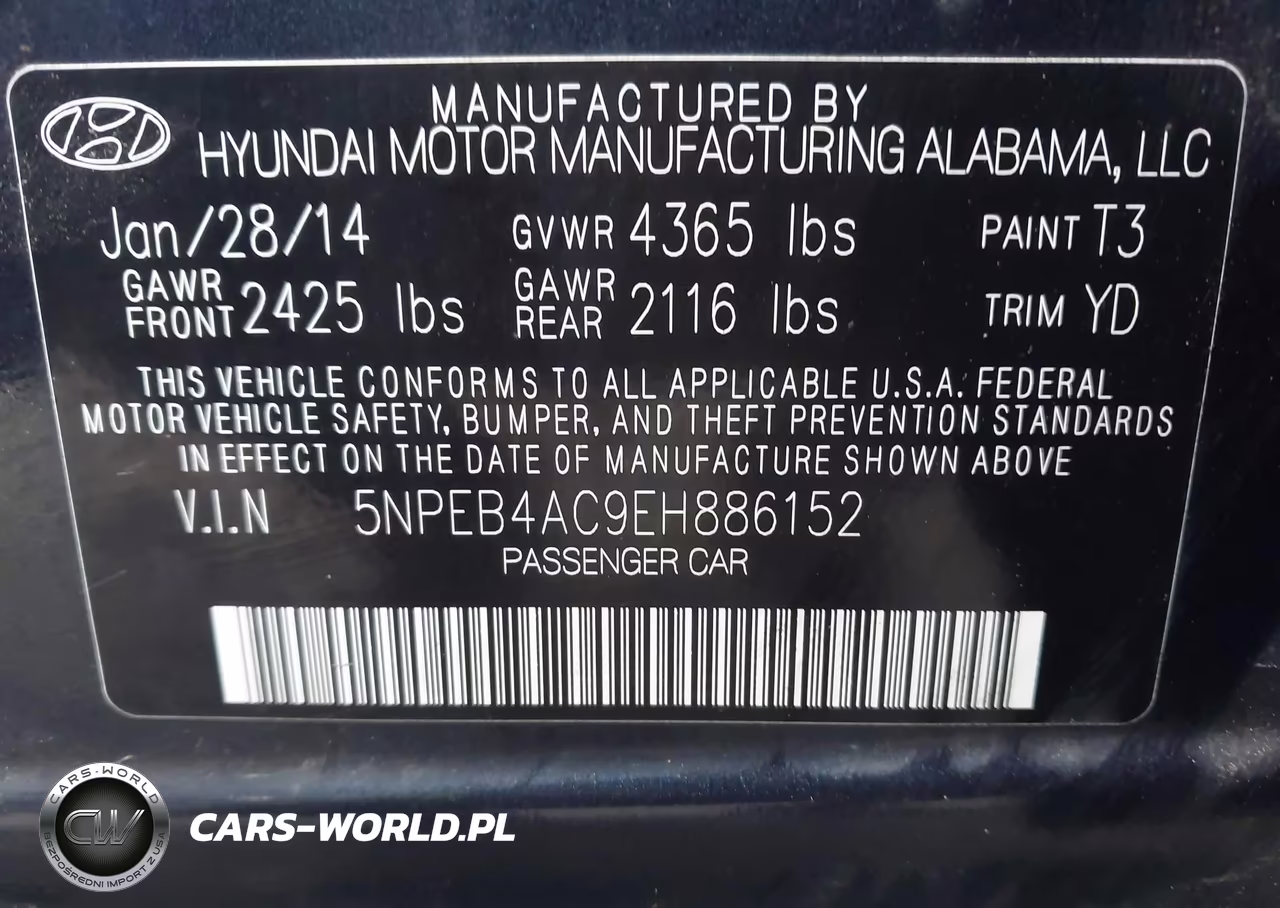 2014 Hyundai Sonata Gls VIN:5NPEB4AC9EH886152 - 9