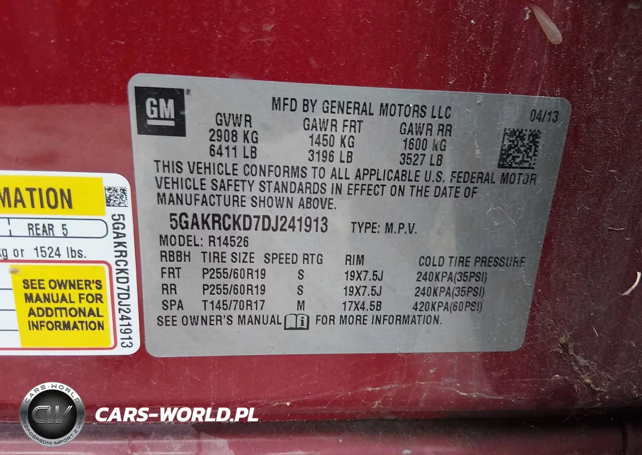 2013 Buick Enclave Leather VIN:5GAKRCKD7DJ241913 - 9