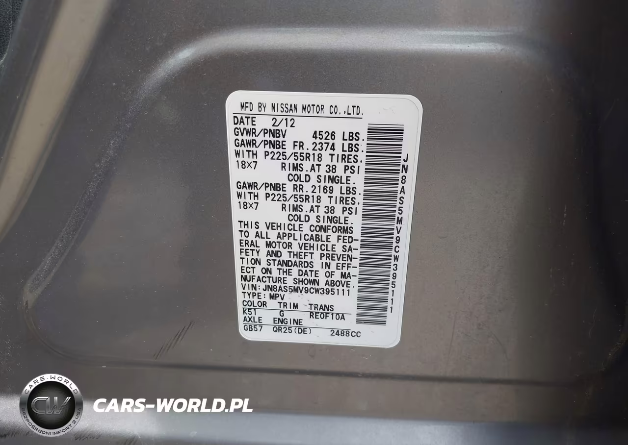 2012 Nissan Rogue Sv W-Sl Pkg VIN:JN8AS5MV9CW395111 - 9