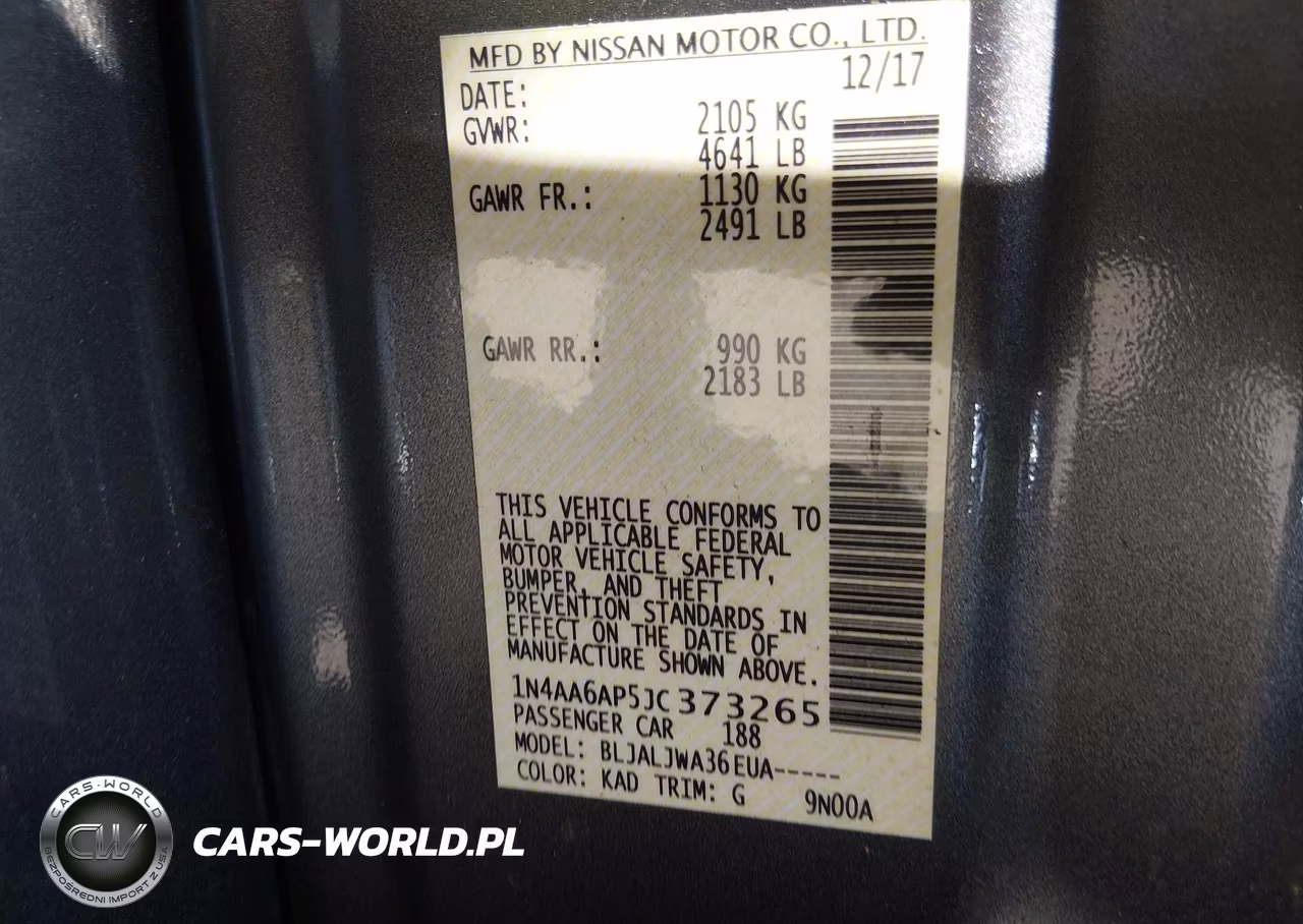 2018 Nissan Maxima 3.5 Sv VIN:1N4AA6AP5JC373265 - 9