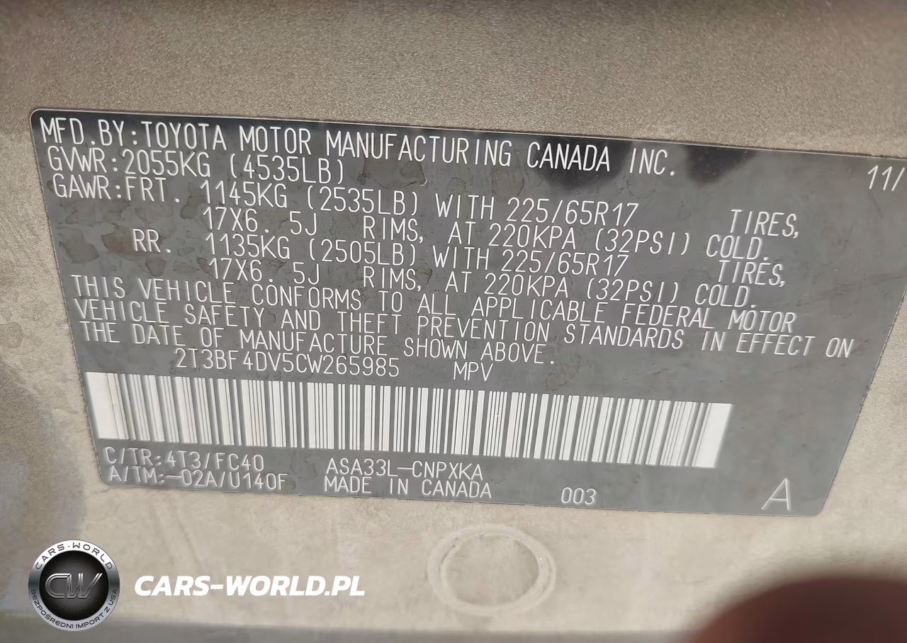 2012 Toyota Rav4 VIN:2T3BF4DV5CW265985 - 9