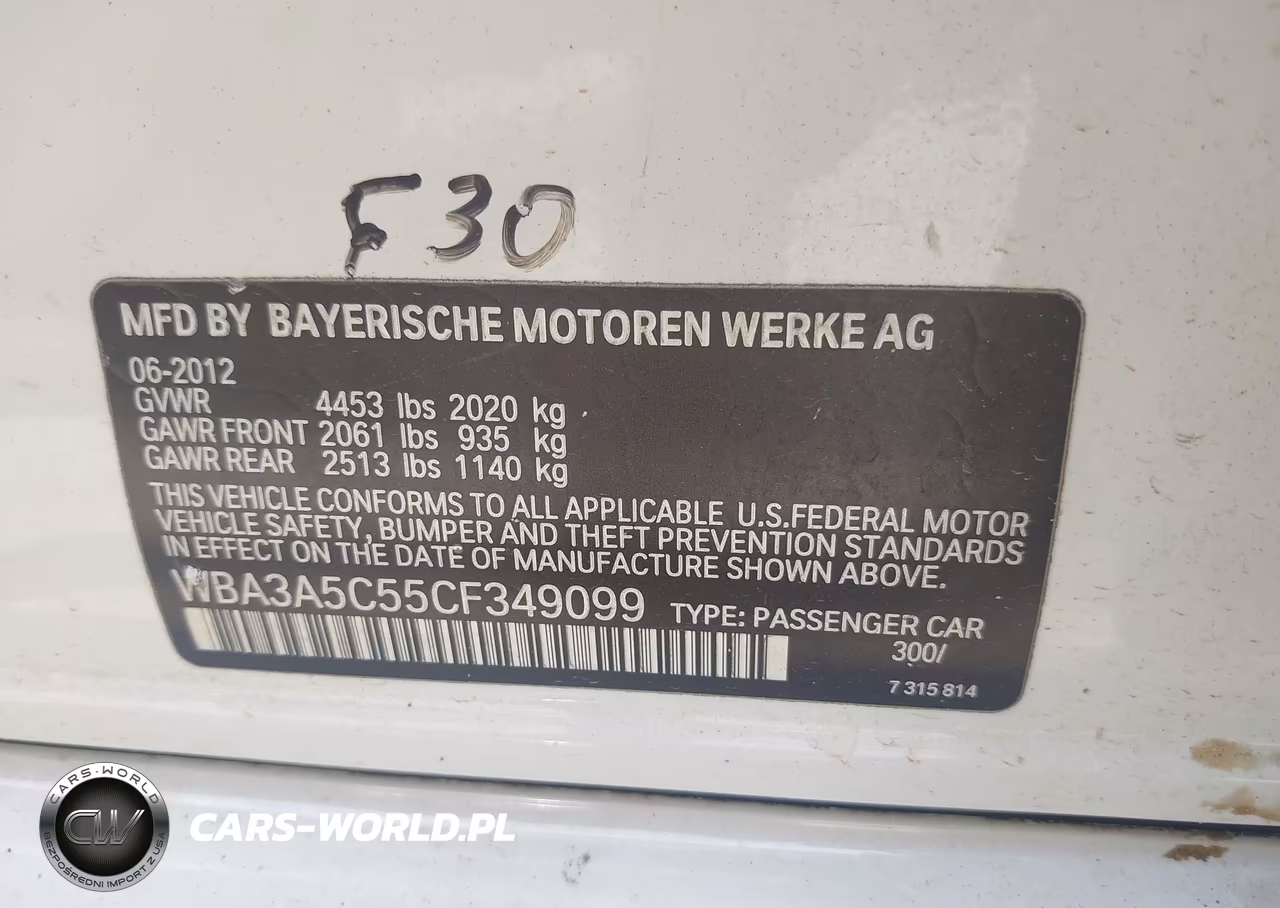 2012 BMW 328I VIN:WBA3A5C55CF349099 - 9