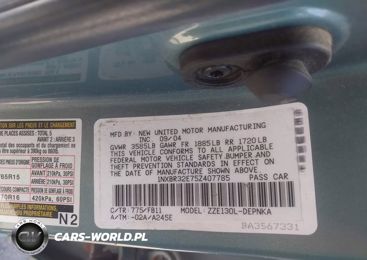 2005 Toyota Corolla Le VIN:1NXBR32E75Z407785 - 9