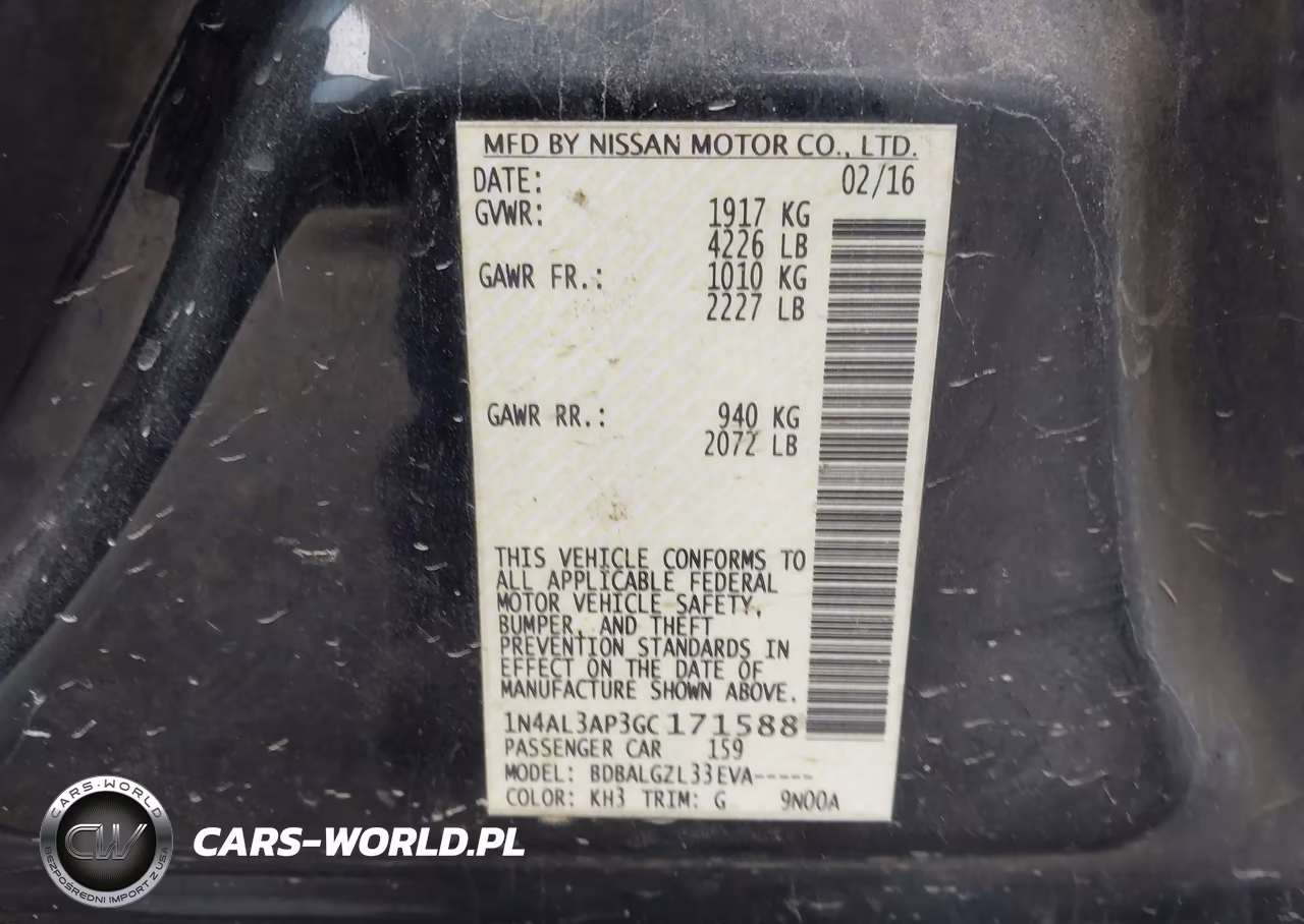2016 Nissan Altima 2.5-2.5 S-2.5 Sl-2.5 Sr-2.5 Sv VIN:1N4AL3AP3GC171588 - 9