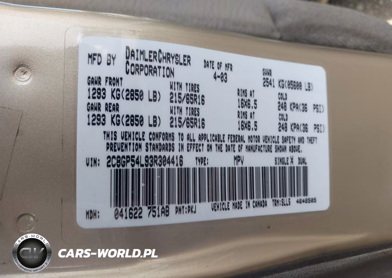 2003 Chrysler Town & Country Lxi VIN:2C8GP54L93R304416 - 9