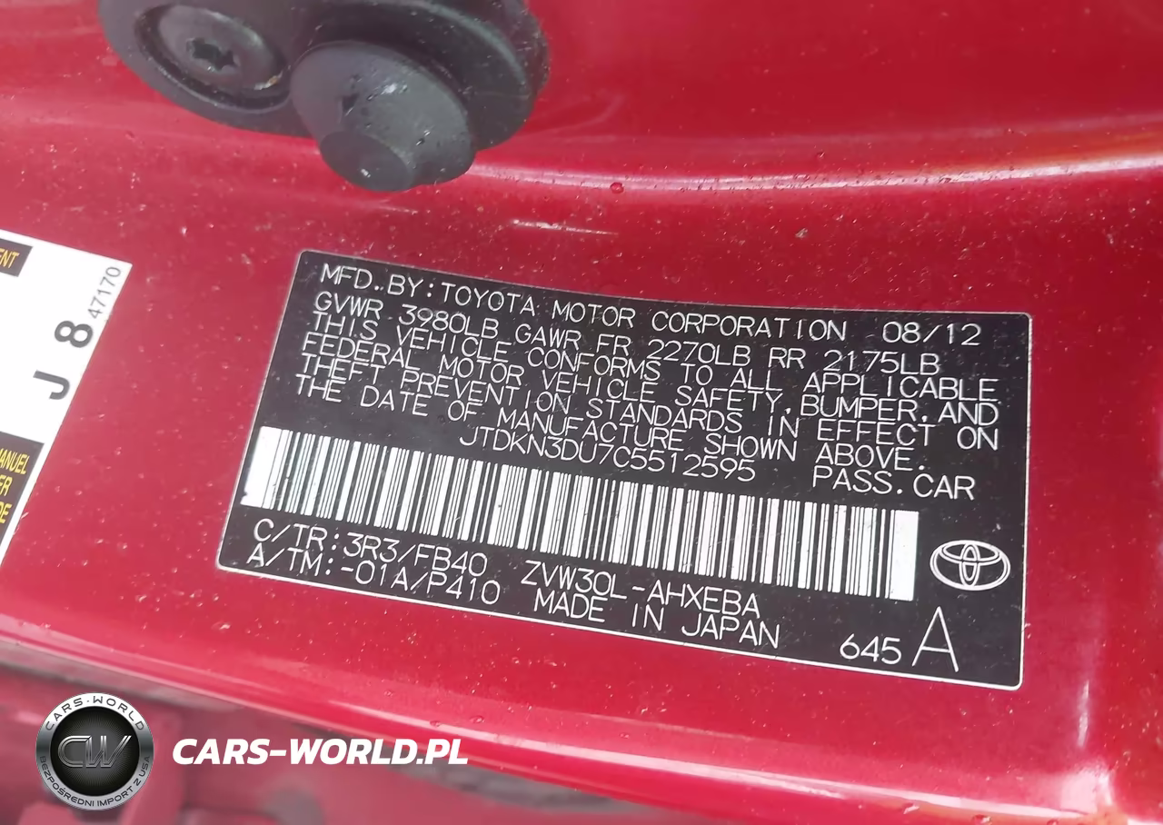 2012 Toyota Prius Three VIN:JTDKN3DU7C5512595 - 9