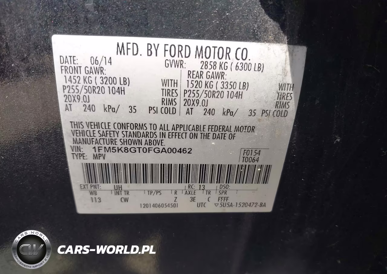 2015 Ford Explorer Sport VIN:1FM5K8GT0FGA00462 - 9