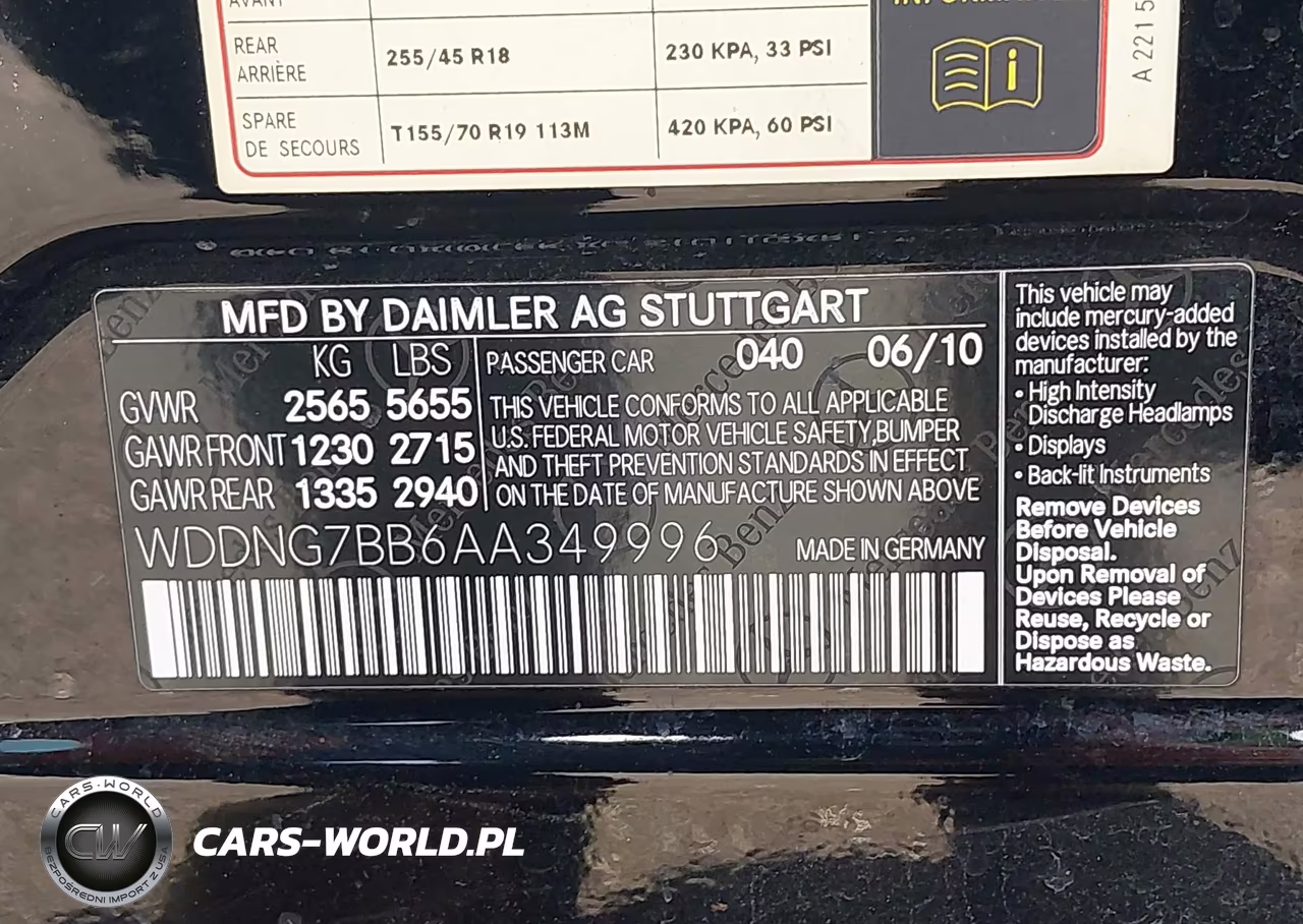 2010 Mercedes-Benz S 550 VIN:WDDNG7BB6AA349996 - 9