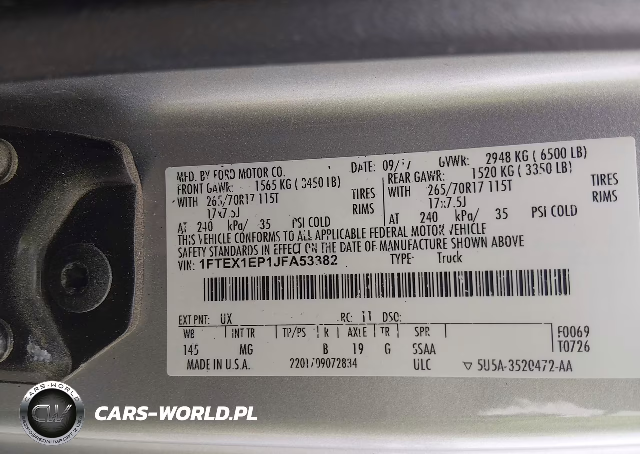 2018 Ford F-150 Xlt VIN:1FTEX1EP1JFA53382 - 9