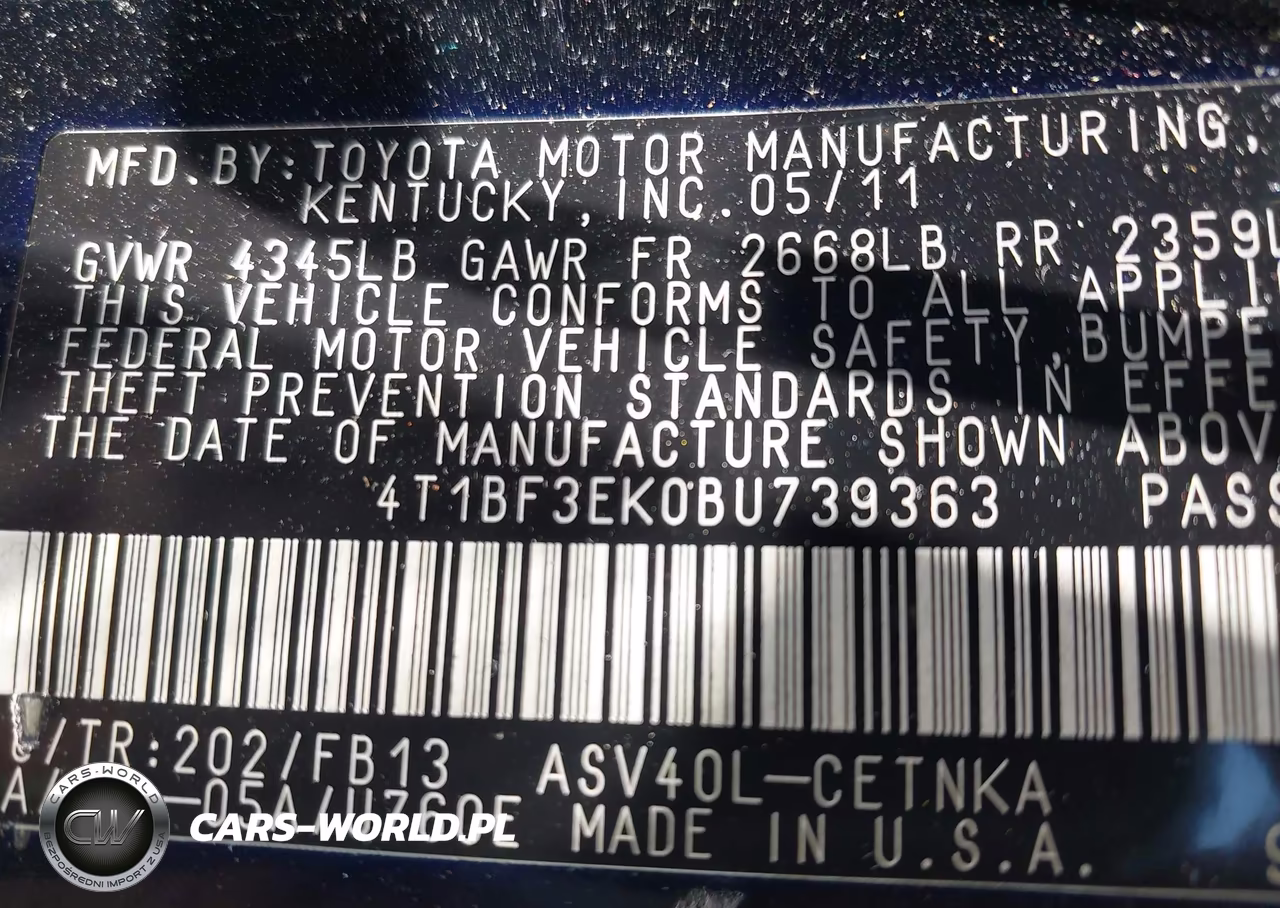 2011 Toyota Camry Le VIN:4T1BF3EK0BU739363 - 9