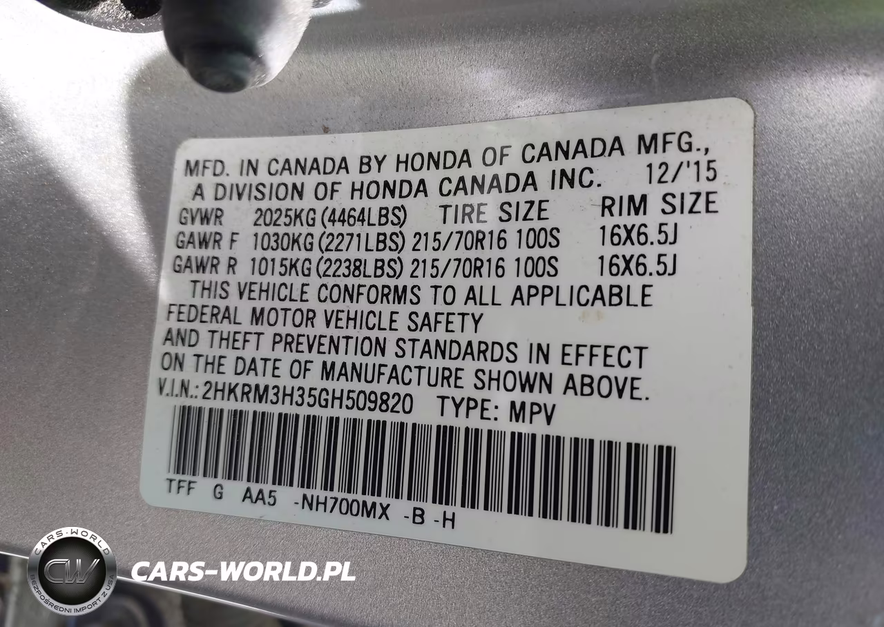 2016 Honda Cr-V Lx VIN:2HKRM3H35GH509820 - 9