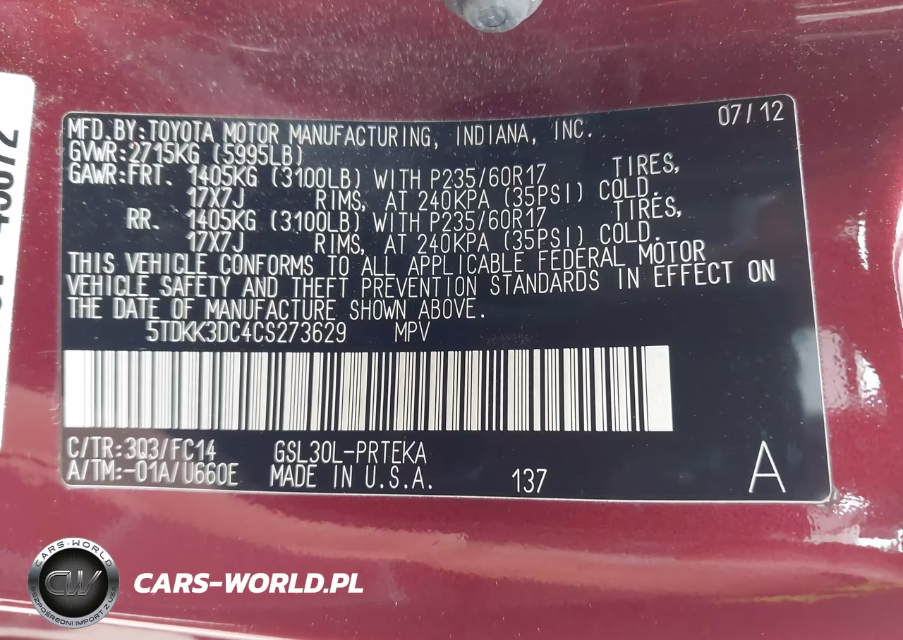 2012 Toyota Sienna Le V6 8 Passenger VIN:5TDKK3DC4CS273629 - 9