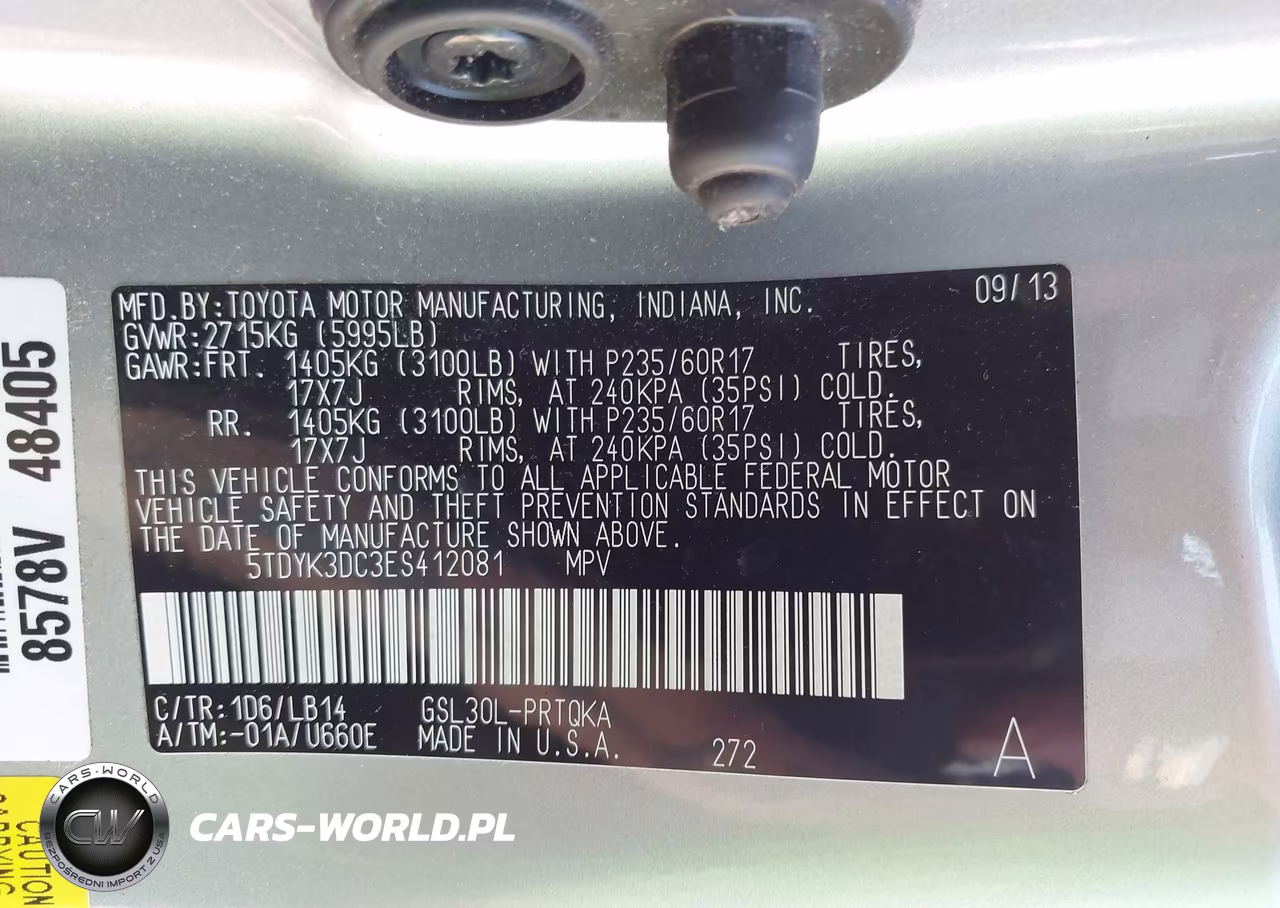 2014 Toyota Sienna Xle V6 8 Passenger VIN:5TDYK3DC3ES412081 - 9