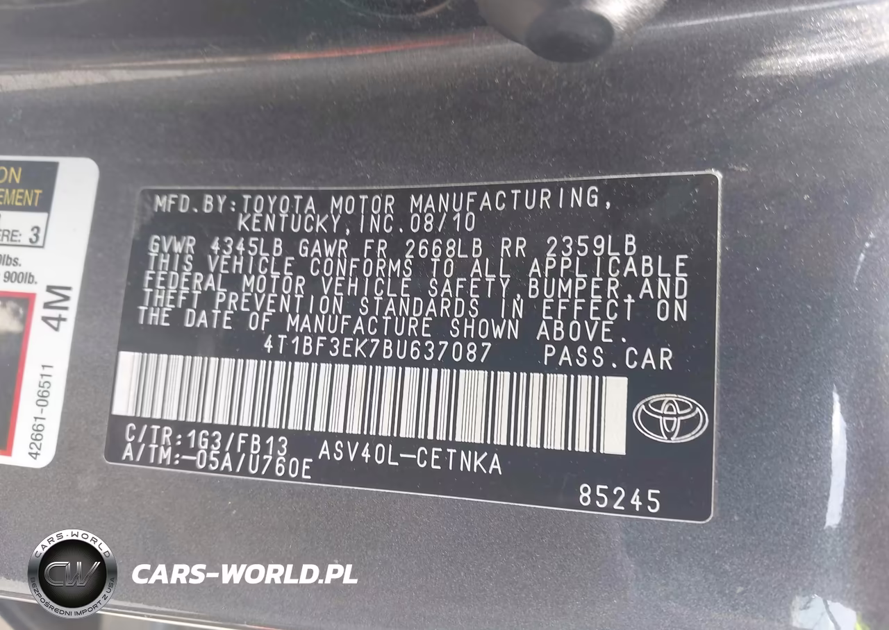 2011 Toyota Camry Le VIN:4T1BF3EK7BU637087 - 9