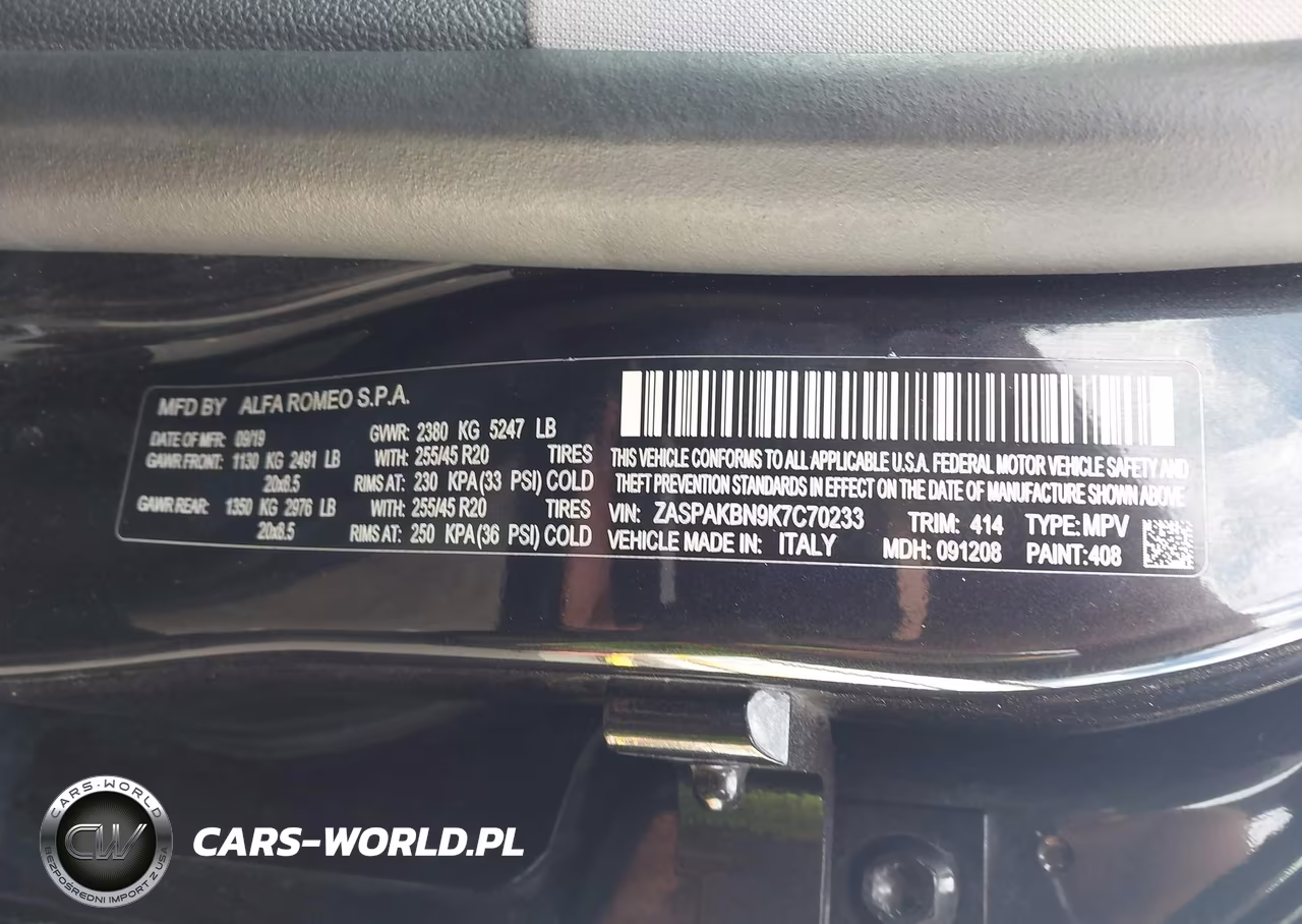 2019 Alfa Romeo Stelvio Ti Awd VIN:ZASPAKBN9K7C70233 - 9