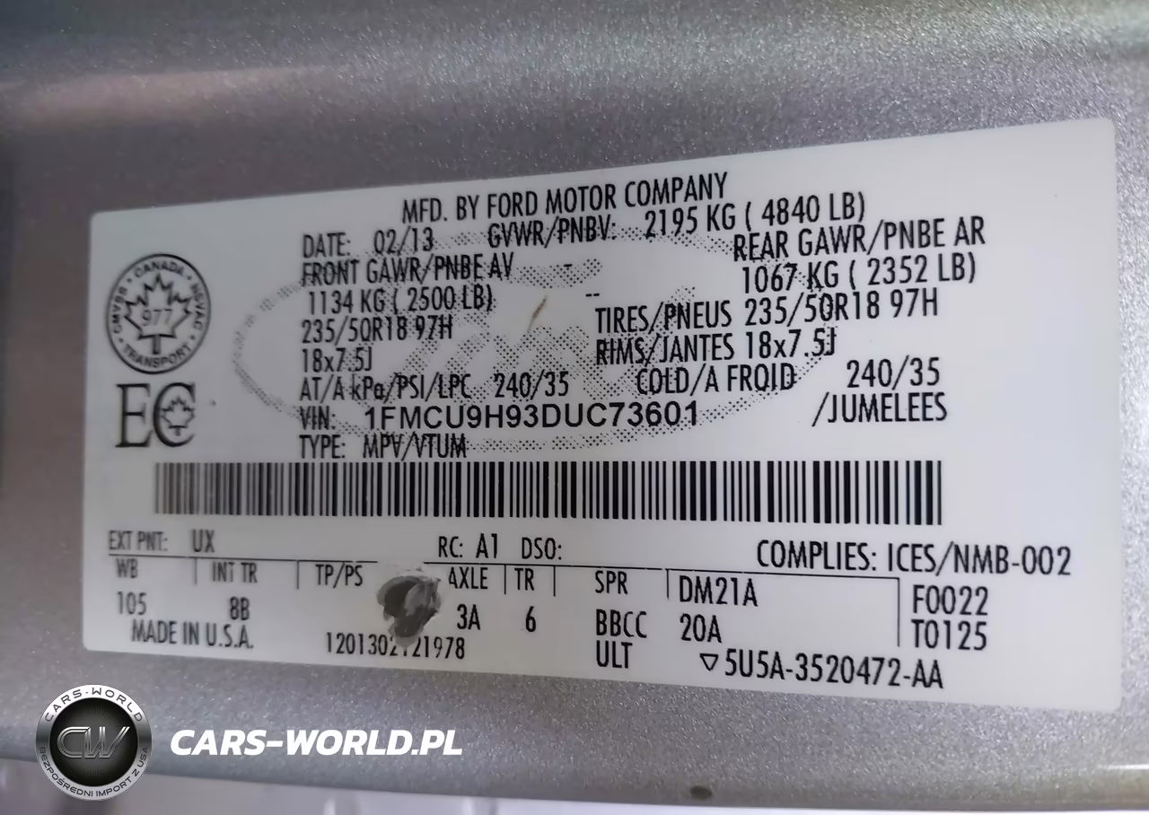 2013 Ford Escape Sel VIN:1FMCU9H93DUC73601 - 9