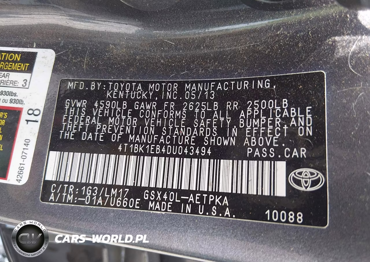 2013 Toyota Avalon Limited VIN:4T1BK1EB4DU043494 - 9