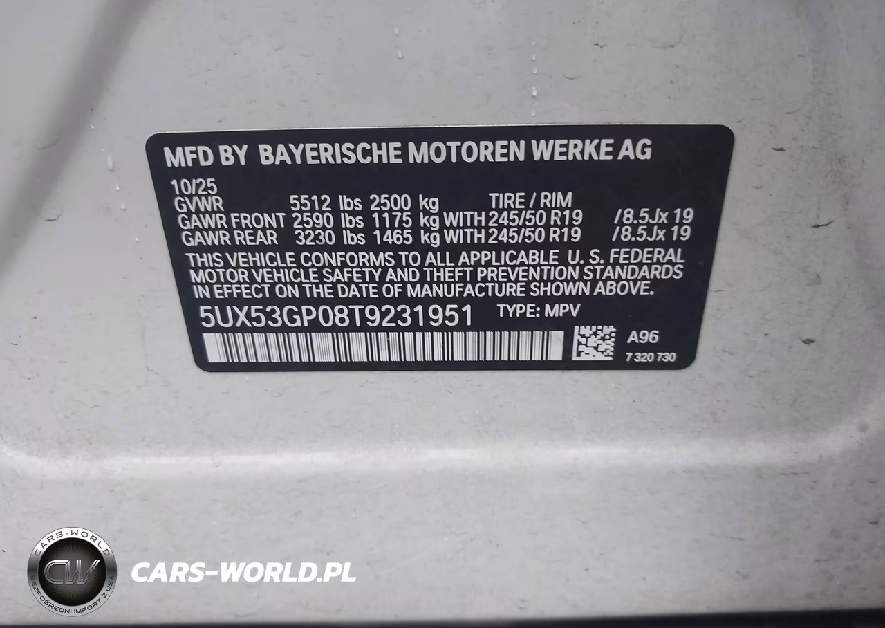 2026 BMW X3 30 xDrive VIN:5UX53GP08T9231951 - 9