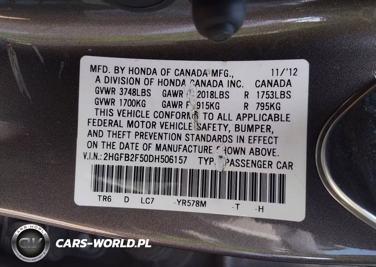 2013 Honda Civic Lx VIN:2HGFB2F50DH506157 - 9