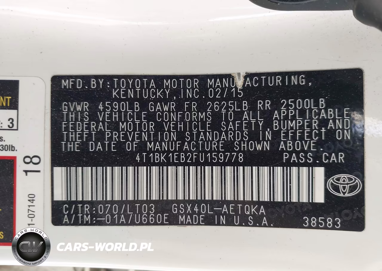 2015 Toyota Avalon Xle Touring VIN:4T1BK1EB2FU159778 - 9