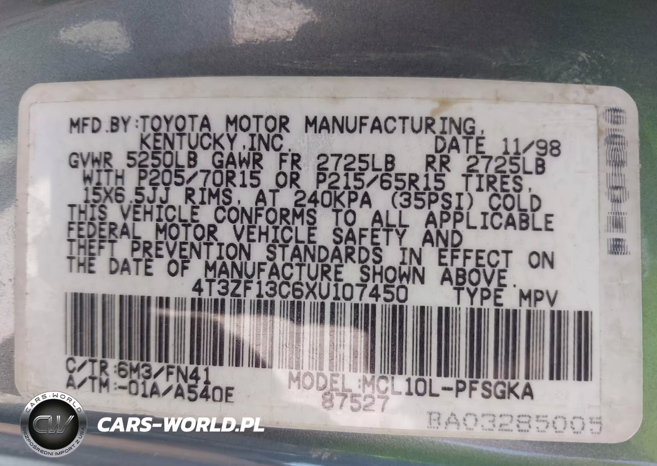 1999 Toyota Sienna Le VIN:4T3ZF13C6XU107450 - 9
