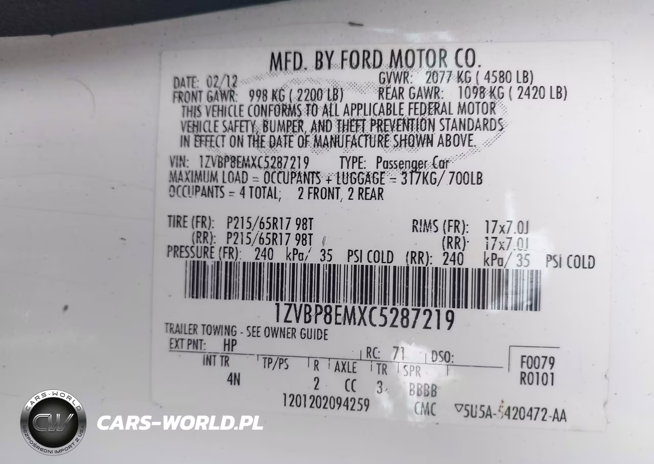 2012 Ford Mustang V6-V6 Premium VIN:1ZVBP8EMXC5287219 - 9