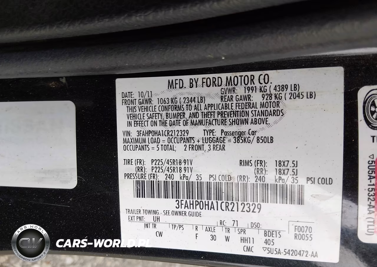 2012 Ford Fusion Se VIN:3FAHP0HA1CR212329 - 9