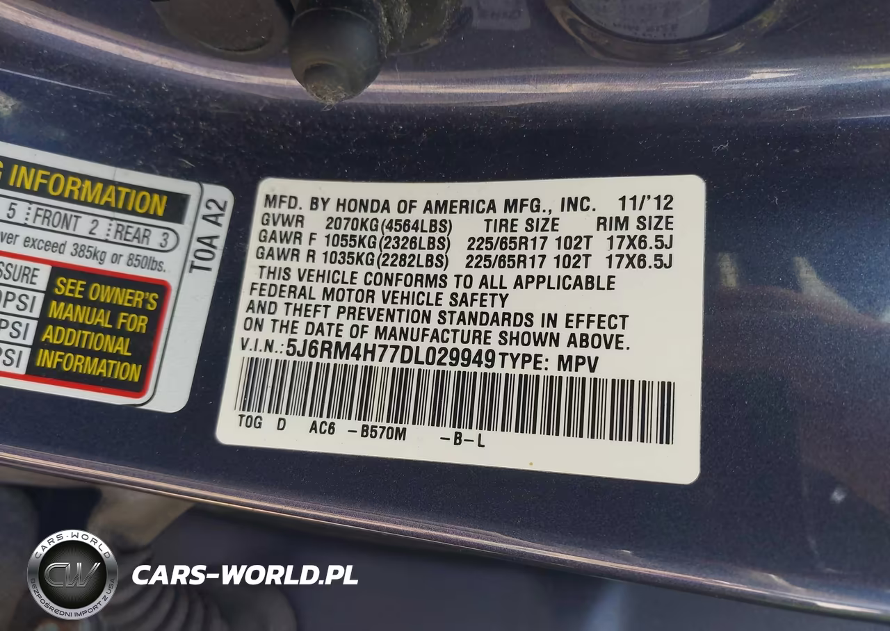 2013 Honda Cr-V Ex-L VIN:5J6RM4H77DL029949 - 9