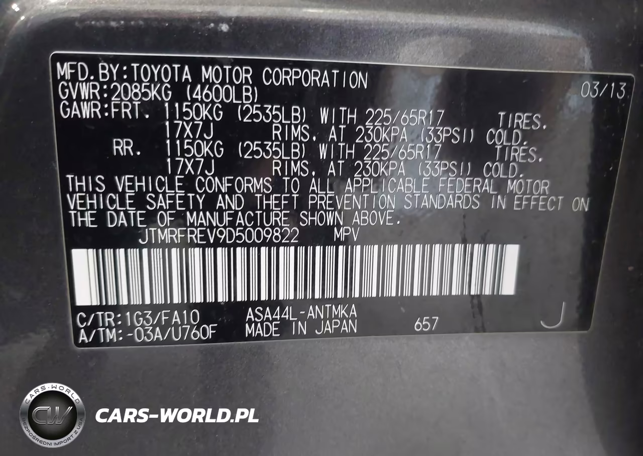 2013 Toyota Rav4 Xle VIN:JTMRFREV9D5009822 - 9