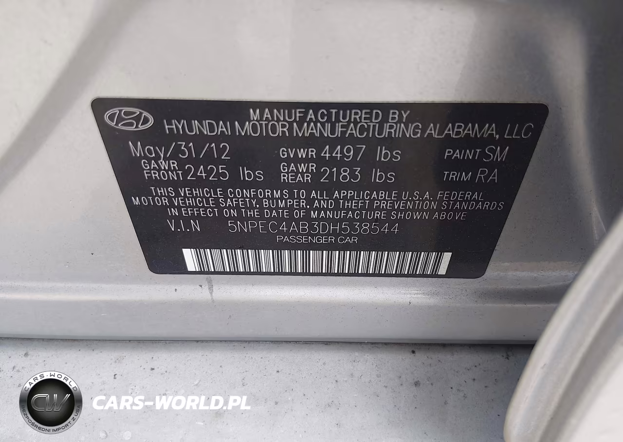 2013 Hyundai Sonata Se 2.0T VIN:5NPEC4AB3DH538544 - 9