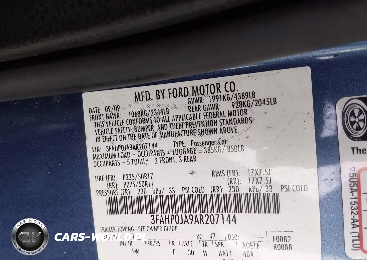 2010 Ford Fusion Sel VIN:3FAHP0JA9AR207144 - 9