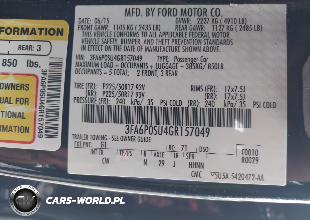 2016 Ford Fusion Titanium Phev VIN:3FA6P0SU4GR157049 - 9
