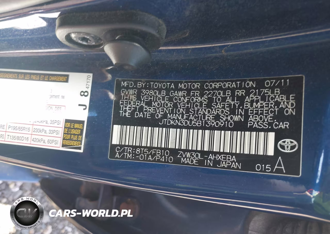 2011 Toyota Prius Two VIN:JTDKN3DU5B1390910 - 9